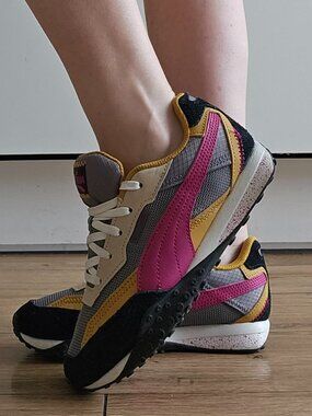Puma Big Kids Blacktop Rider Lithium Pink Black Causal Sneakers Shoes Size 3.5C
